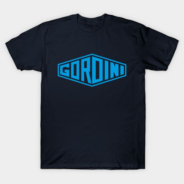 Gordini emblem - Trintignant, Behra, Manzon, Wimille, Sommer - Gordini blue print T-Shirt by retropetrol